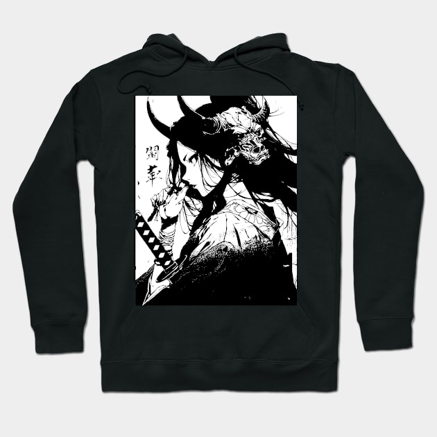 Vaporwave Cyberpunk Yakuza Japanese Samurai Girl #3 Hoodie by Neon Bang Bang